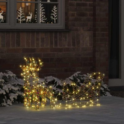 vidaXL Sanie cu ren cu 160 LED Alb cald 30 x 12 x 54.5 cm PET 42018970 foto