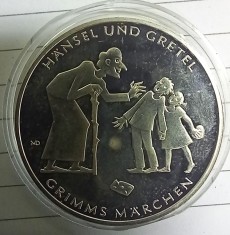 (A102) MONEDA DIN ARGINT GERMANIA - 10 EURO 2014, LIT. G, FRATII GRIMM - HANSEL SI GRETEL, STARE PROOF foto