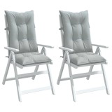 Perne scaun cu spătar &icirc;nalt 2 buc. melanj gri 120x50x7cm textil