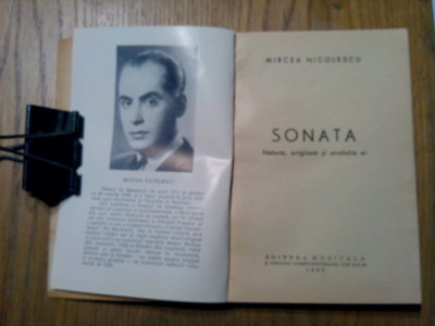 SONATA * Natura, Originea si Evolutia ei - Mircea Nicolescu - 1962, 305 p. foto