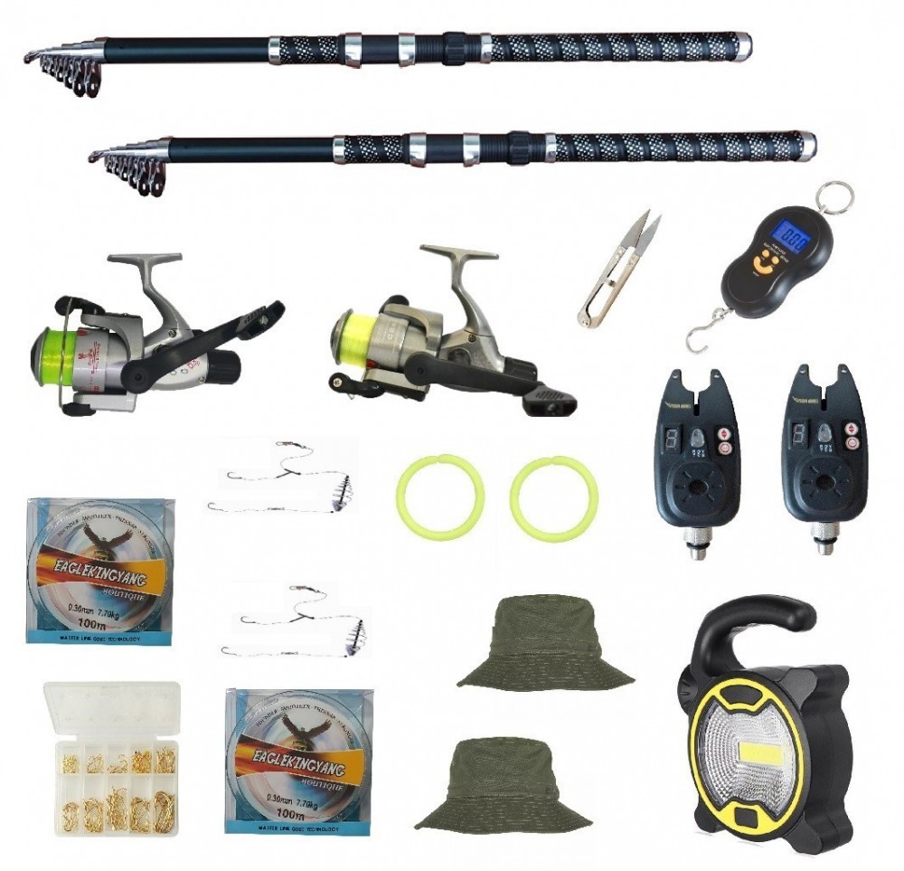 Set de pescuit cu 2 lansete Eagle King 3m, doua mulinete cobra, 2 ...