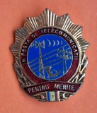 Pentru merite in Posta si Telecomunicatii - insigna SUPERBA anii 1970 - Rara
