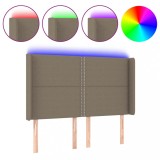 Cumpara ieftin Tablie de pat cu LED, gri taupe, 147x16x118/128 cm, textil