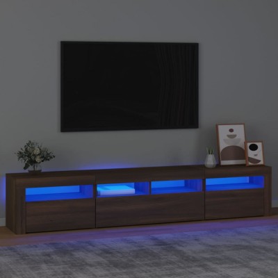 Comodă TV cu lumini LED, stejar maro, 210x35x40 cm foto