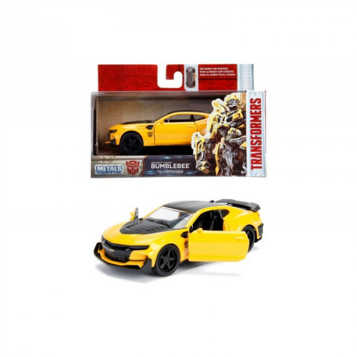 Masinuta metalica Transformers 2016 Chevy Camaro, imprimat Bumblebee, 15 cm