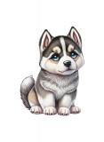 Cumpara ieftin Sticker decorativ Siberian Husky , Gri, 75 cm, 5596ST, Oem