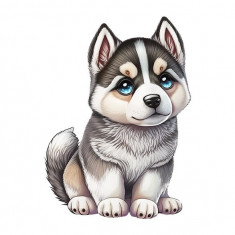 Sticker decorativ Siberian Husky , Gri, 75 cm, 5596ST