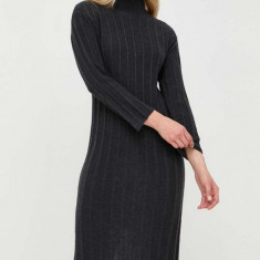 Max Mara Leisure rochie din lana culoarea gri, mini, drept