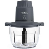 Mini tocator electric Tefal Choppeo MB603138, 500W, capacitate 2 L, 4 lame din otel inoxidabil, 2 viteze, bol din sticla, gri