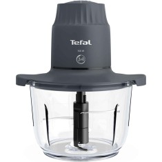 Mini tocator electric Tefal Choppeo MB603138, 500W, capacitate 2 L, 4 lame din otel inoxidabil, 2 viteze, bol din sticla, gri