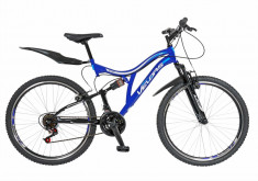 Bicicleta MTB FS FIVE Raptor 26 cadru otel culoare albastru alb foto