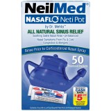 Irigator Nazal, NeilMed, Neti Pot, Forma Compacta, Curatare Sinusuri, Decongestie Nazala, 50 plicuri