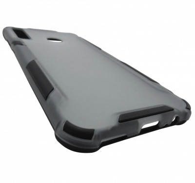Husa tip capac spate Atlas antisoc plastic gri semitransparent + silicon negru pentru Huawei Y7p / P40 Lite E foto