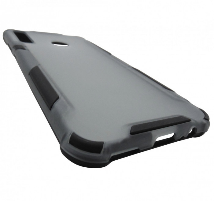 Husa tip capac spate Atlas antisoc plastic gri semitransparent + silicon negru pentru Huawei Y7p / P40 Lite E