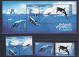 AAT, fauna, balene, serie si bloc, 1995, MNH