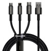 Cablu USB Baseus Tungsten 3in1 - USB Tip C / Lightning / Micro USB 3,5 A 1,5 M Negru (CAMLTWJ-01)