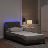 vidaXL Cadru de pat cu LED fără saltea Taupe 90x200 cm Material