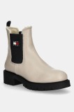 Tommy Jeans ghete chelsea de piele TJW CHELSEA BOOT WL culoarea bej, cu platformă, izolat, EN0EN02826