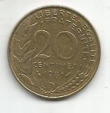 No(4) moneda - Franta - 20 Centimes 1981