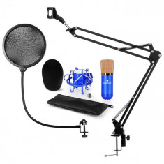 Auna CM001BG V4, albastru, set de microfon, microfon XLR cu condensator, bra? de microfon, filtru pop foto