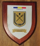 Placheta / scut lemn tematica militara - Batalionul 280 infanterie - 14x18 cm
