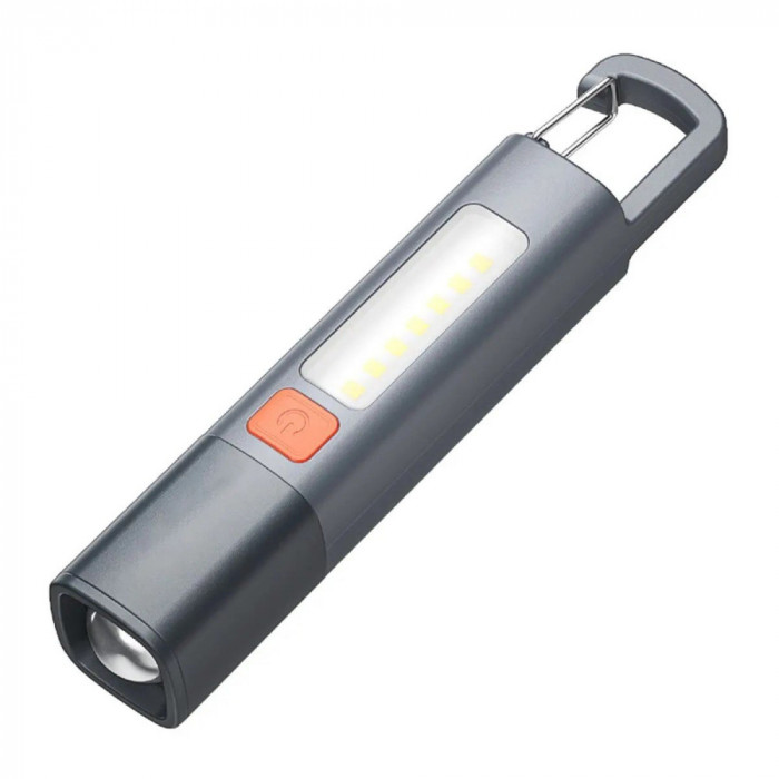 Lampa de lucru COB LED, lanternă XPE cu c&acirc;rlig camping, re&icirc;ncărcabilă prin USB, cu zoom, impermeabil