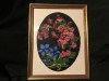 Arta / design / vintage - Tablou goblen / cusatura flori in rama de lemn !
