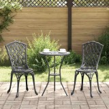 Set scaune de grădină, 3 buc., negru, aluminiu turnat