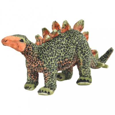 vidaXL Jucărie de pluș dinozaur Stegosaurus, verde și portocaliu XXL foto