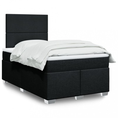 vidaXL Pat box spring cu saltea, negru, 120x200 cm, textil 3292750 foto