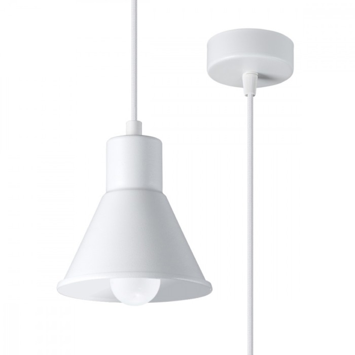 Lampă Suspendată Taleja Albă Oțel 1 Bec Cu Design Modern De Interior