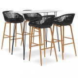 VidaXL Set mobilier de bar, 5 piese, alb și negru