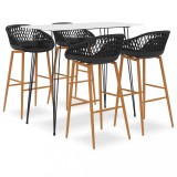 Set mobilier de bar, 5 piese, alb și negru