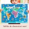 Puzzle magnetic harta lumii cu animale, 168 piese, tablita cu snur agatare pe perete, multicolor, 41x55 cm