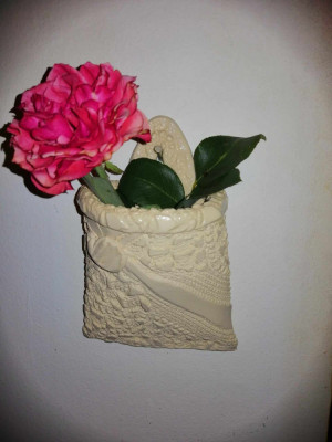 Vaza flori ceramica vintage de perete Margaretha Borgehed Smoramala Suedia foto