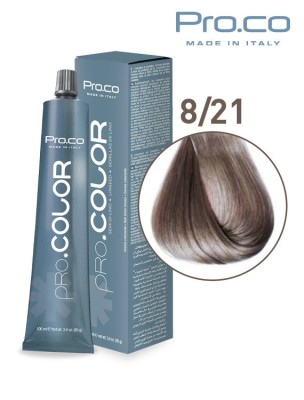 Vopsea de par profesionala PRO.COLOR 100 ml - Pro.Co - 8/21 BLOND DESCHIS IRISE CENUSIU foto