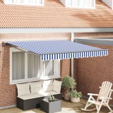vidaXL Cortina Retractabilă Manual Albastru și Alb 300x250 cm