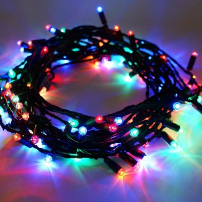 Instalatie craciun, 10 m, 100 led-uri ,liniara, multicolor, 8 jocuri de lumini, transformator cu telecomanda, interconectabila, prelungitor 5 m inclus foto