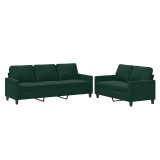 Cumpara ieftin Set de canapele cu perne, 2 piese, verde inchis, catifea