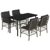 Cumpara ieftin Set mobilier de gradina cu perne, 5 piese, gri, poliratan
