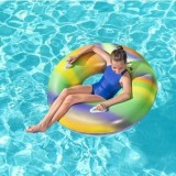 Colac gonflabil cu manere, diametru 119 cm, design rainbow, CMCLASS