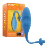 Ou vibrator INTOYOU APP - Thrusting, pentru stimularea sexuala feminina, control prin aplicatie, 8 functii de vibratie, 20.5 cm x 3.5 cm, albastru