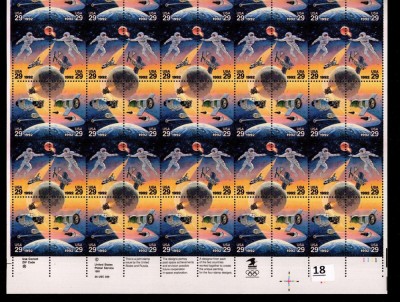 USA-1992-COSMOS-COSMONAUTI-NAVA SPATIALA-Bloc cu 50 timbre de 18 centi MNH foto