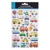 Autocolante 3D cu Vehicule și Semne Rutiere, Set 34 buc, Multicolore, CMCLASS