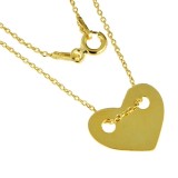 Lantisor argint 925 suflat aur cu inima