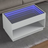 VidaXL Măsuță de cafea cu LED infinity, alb, 90x50x50 cm