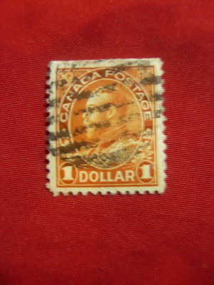 Timbru Canada 1922 Rege George V in uniforma 1$ orange stampilat foto