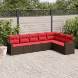 Set canapele de grădină cu perne, 7 piese, maro, poliratan