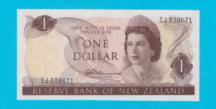 Noua Zeelanda 1 Dollar 1967 &#039;Pasarea evantai&#039; UNC serie: IJ 339671