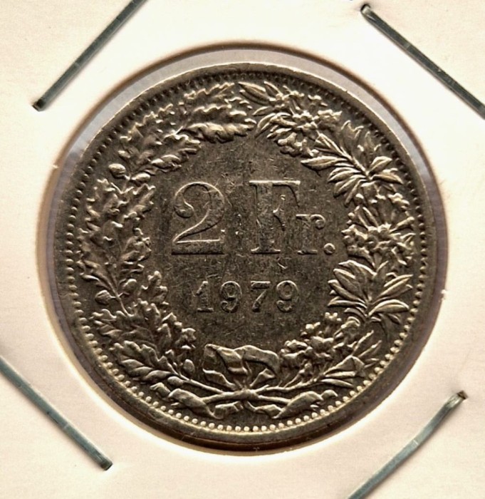 Elvetia 2 Francs 1979 franci km # 21a Helvetia in picioare